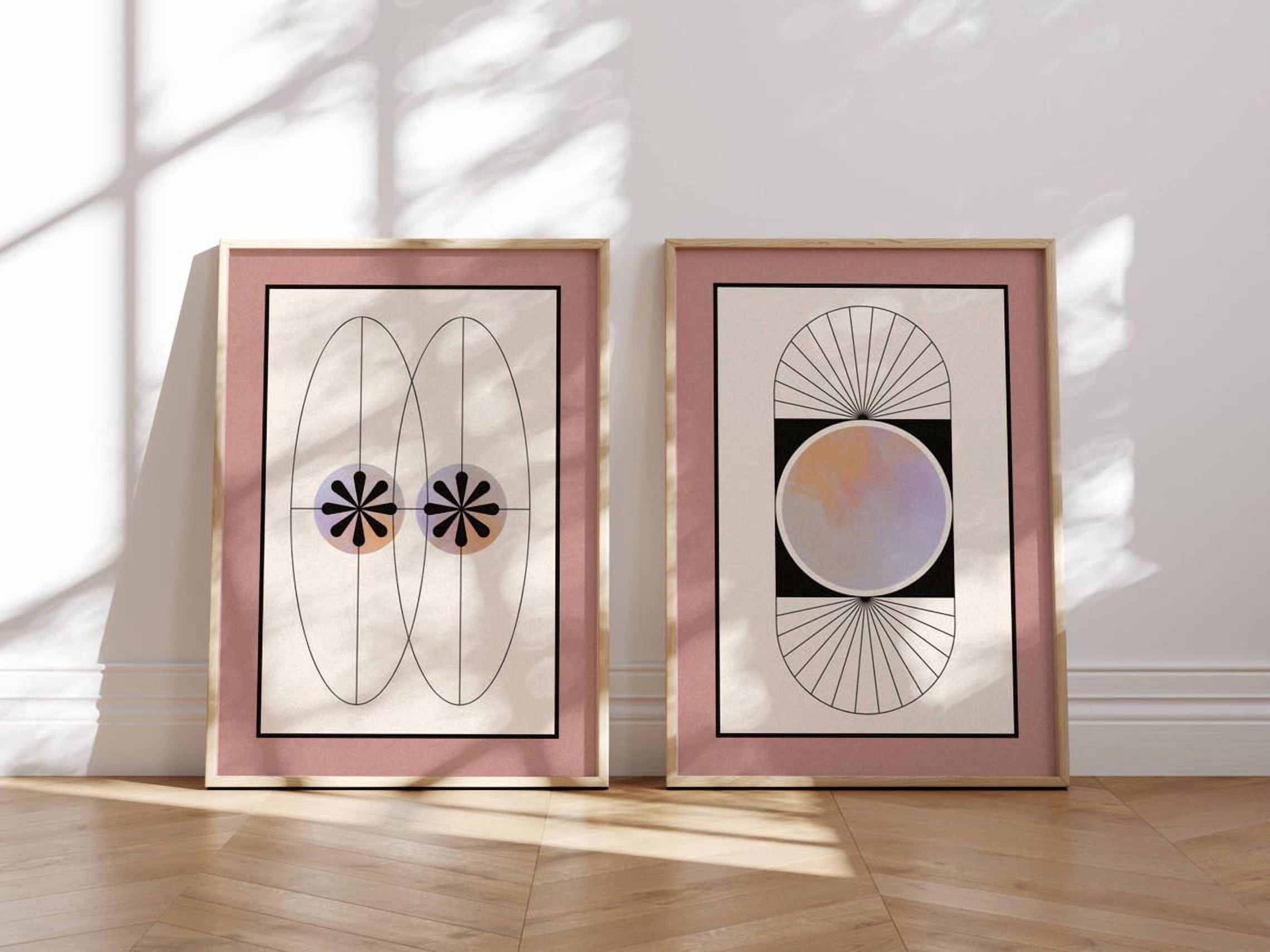 UNFFRAMED Luvia Mid Century Poster Set of 2 Abstract Geometric Prints ...
