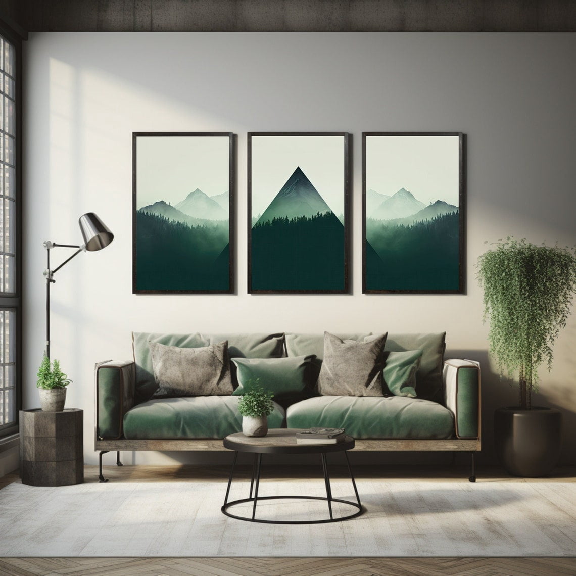 UNFFRAMED Luvia Mountain and Tree Wall Art Set of 3 Poster, Alpine ...