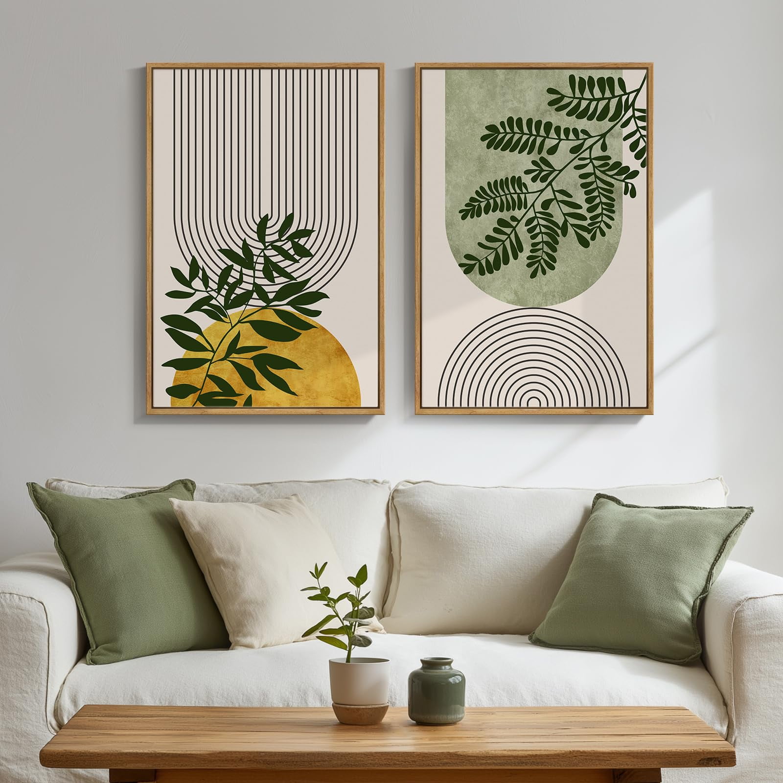UNFFRAMED Luvia Set of 2 Green Boho Poster, Botanical Geometric Prints ...