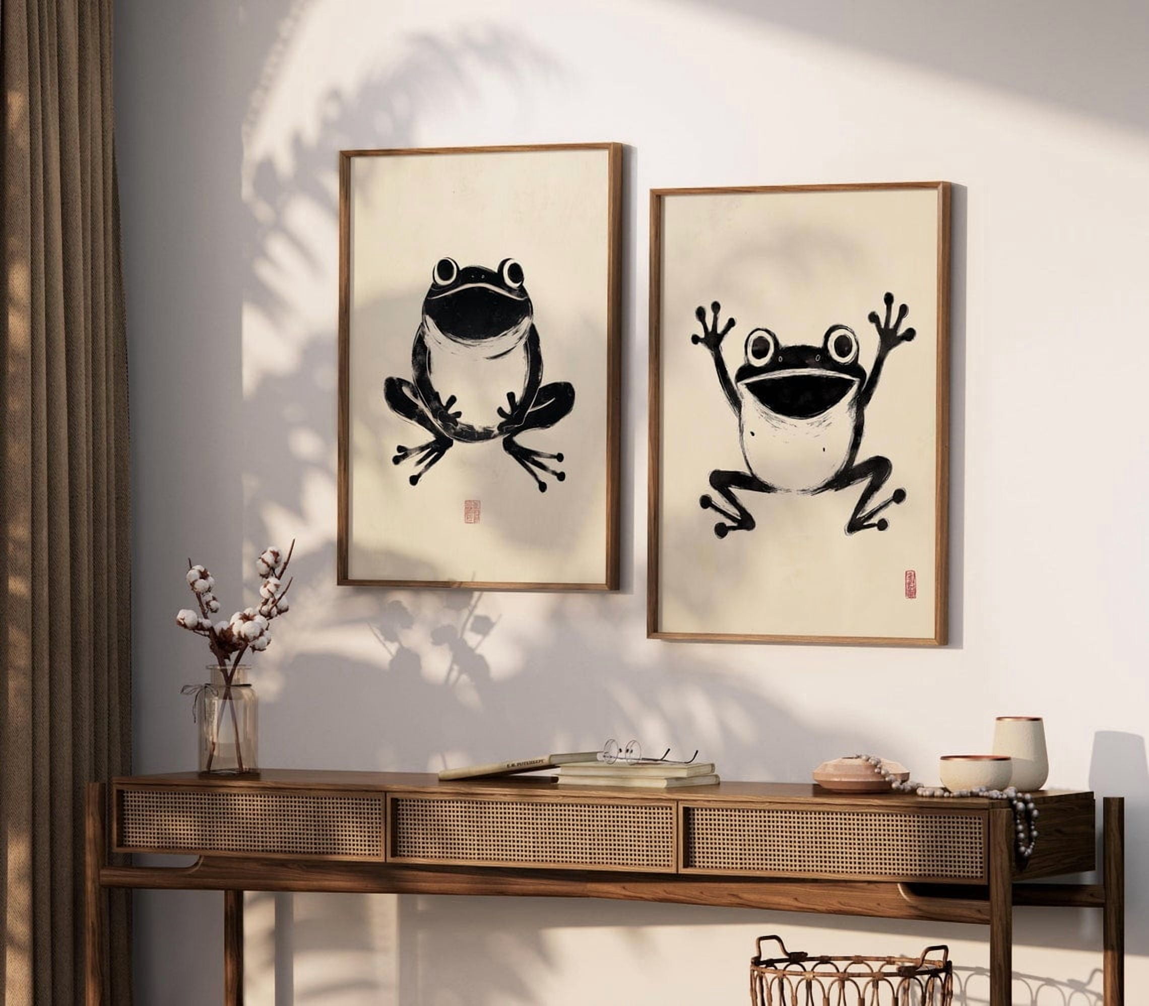 UNFFRAMED Luvia Set of 2 Japanese Frog Poster Prints, Matsumoto Hoji ...