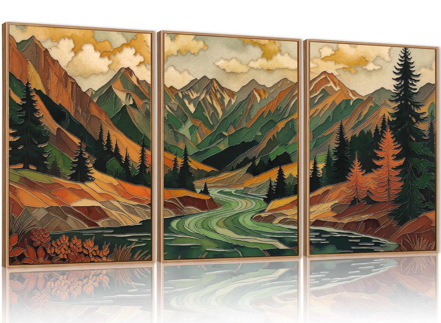 UNFFRAMED Luvia Set of 3 Abstract Boho Mountain Poster Wall Art ...