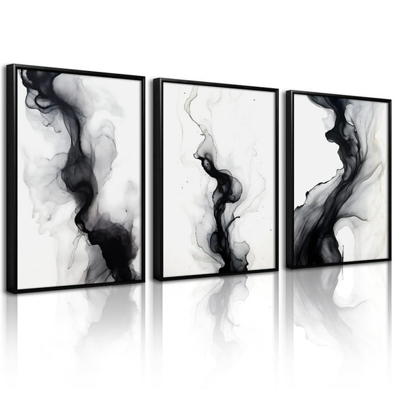 UNFFRAMED Luvia Set of 3 Black White Abstract Poster, Modern Minimalist Artwork Neutral Abstract Wall Art, Prints for Bedroom or Living Room Set 3 Prints 8x12