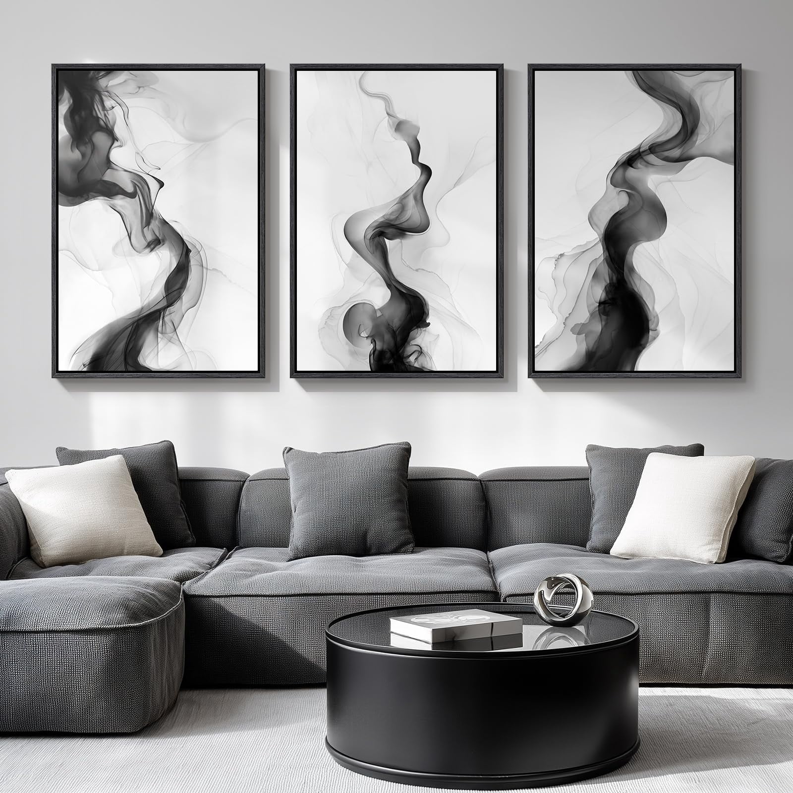 UNFFRAMED Luvia Set of 3 Black and White Abstract Poster, Modern ...