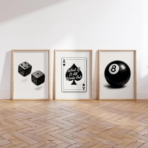 UNFFRAMED Luvia Set of 3 Black and White Gallery Wall Prints, Trendy Aesthetic Game Room Decor, Y2K Apartment Wall Art, Minimalist Poster Set 3 Prints 16x24