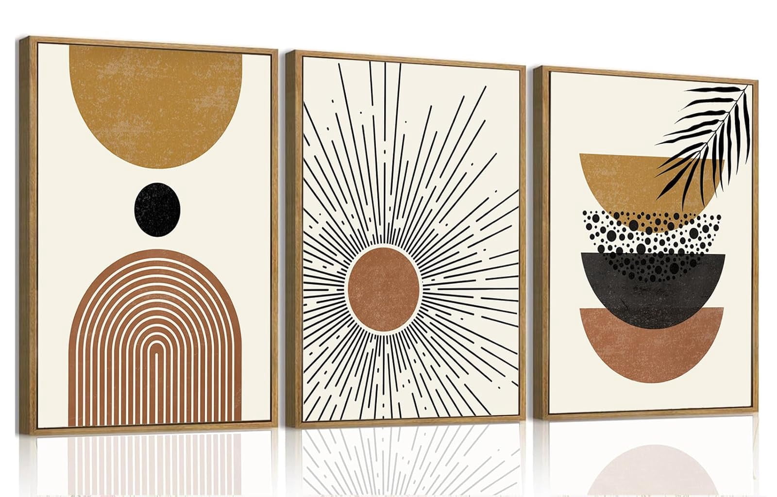 UNFFRAMED Luvia Set of 3 Boho Abstract Sun Geometric Line Wall Art ...