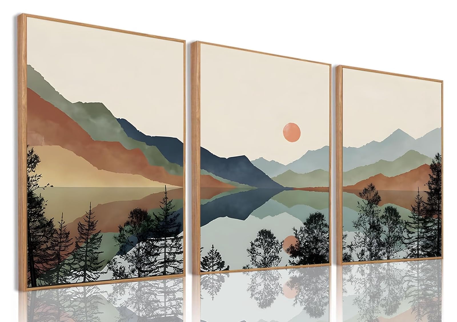 UNFFRAMED Luvia Set of 3 Boho Mountain Poster Wall Art, Nature ...