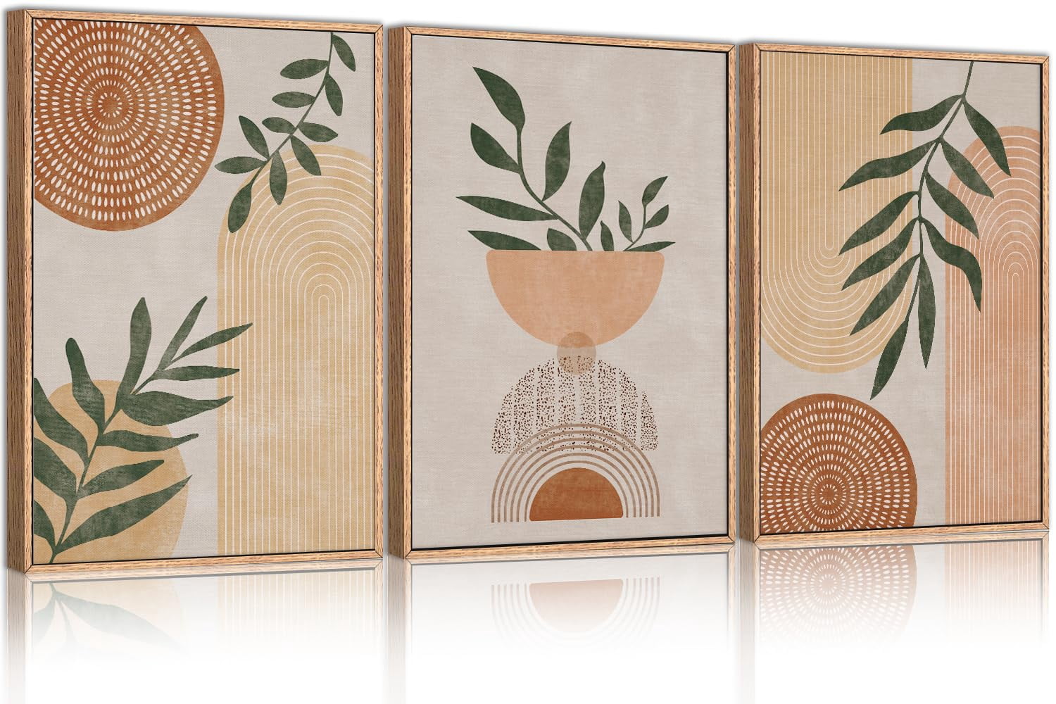 UNFFRAMED Luvia Set of 3 Boho Poster Wall Art Mid Century Geometric Sun ...