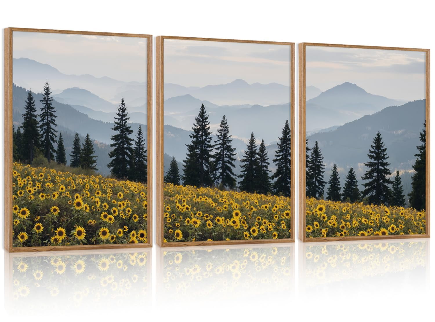 UNFFRAMED Luvia Set of 3 Boho Sunflowers Landscape Poster Wall Art ...