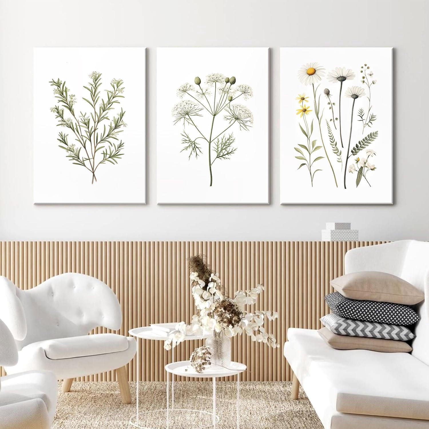 UNFFRAMED Luvia Set of 3 Botanical Vintage Wildflower Plant Wall Art ...