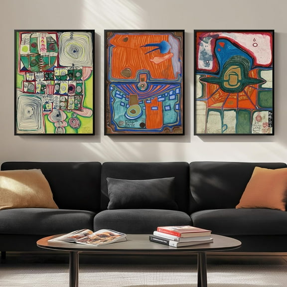 UNFFRAMED Luvia Set of 3 Colorful Abstract Poster, Mid Century Modern Prints Artwork for Living Room Bedroom Hallway Dining Room Office Decor Set 3 Prints 12x18