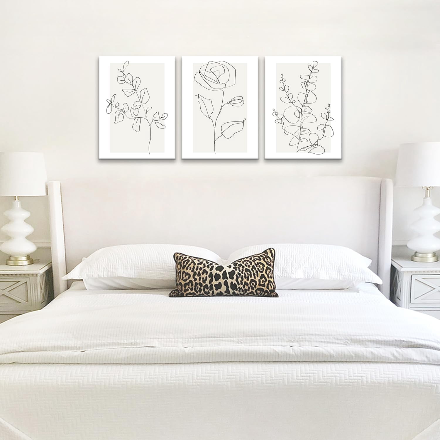 UNFFRAMED Luvia Set of 3 Flower Line Wall Art Poster Neutral Botanical ...