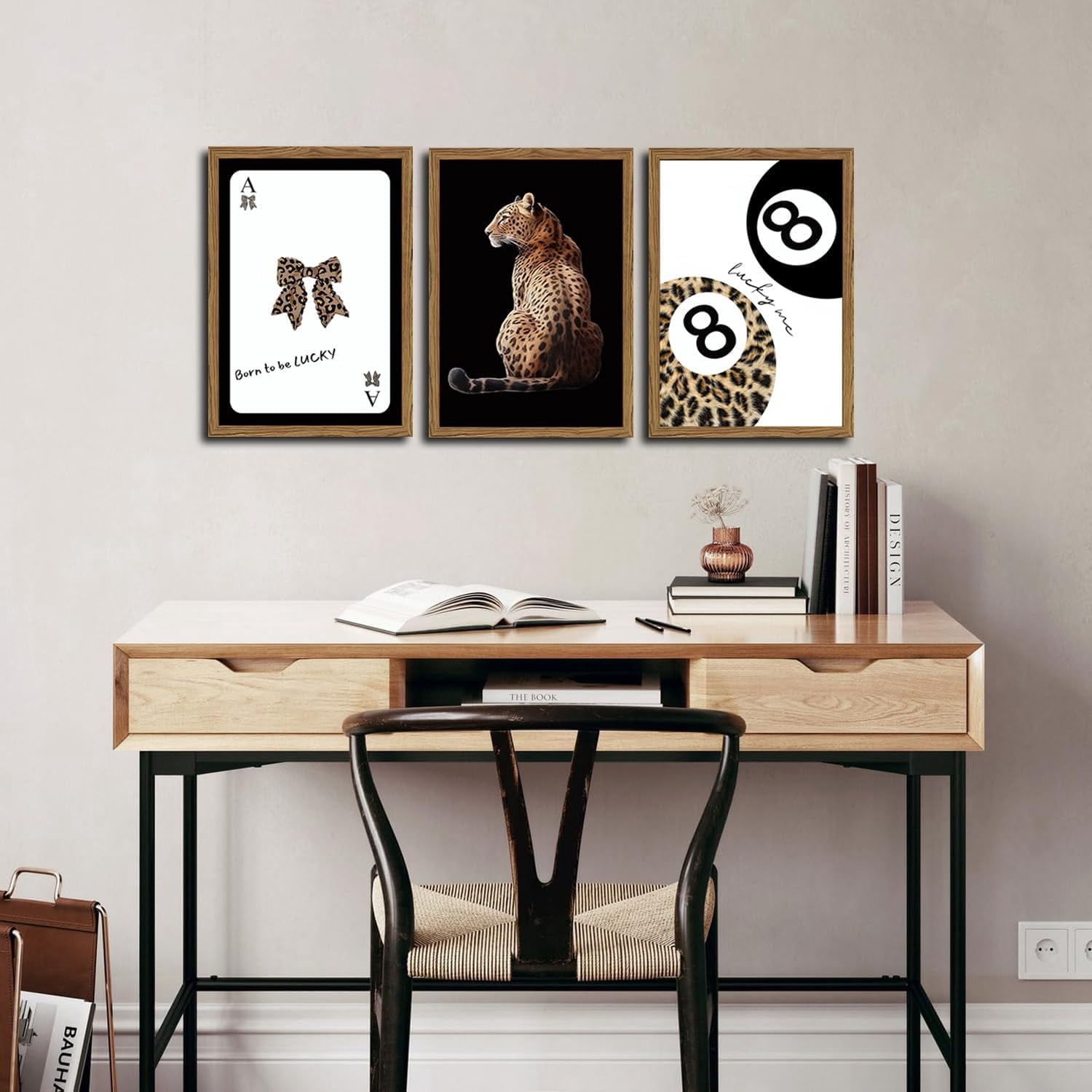 UNFFRAMED Luvia Set of 3 Leopard Poster, Trendy Cheetah Bow Wall Art ...