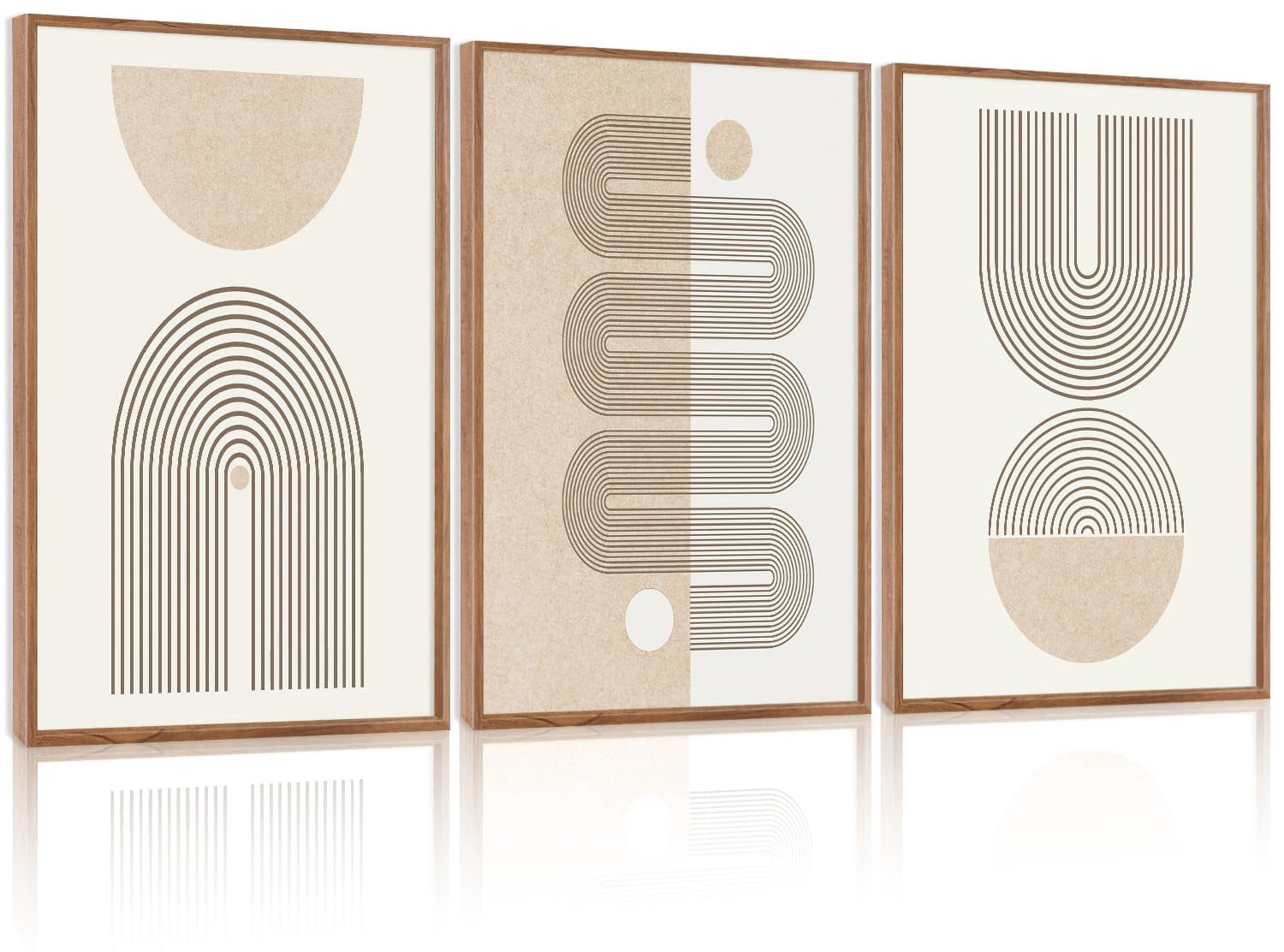 UNFFRAMED Luvia Set of 3 Mid Century Modern Poster Wall Art Neutral ...