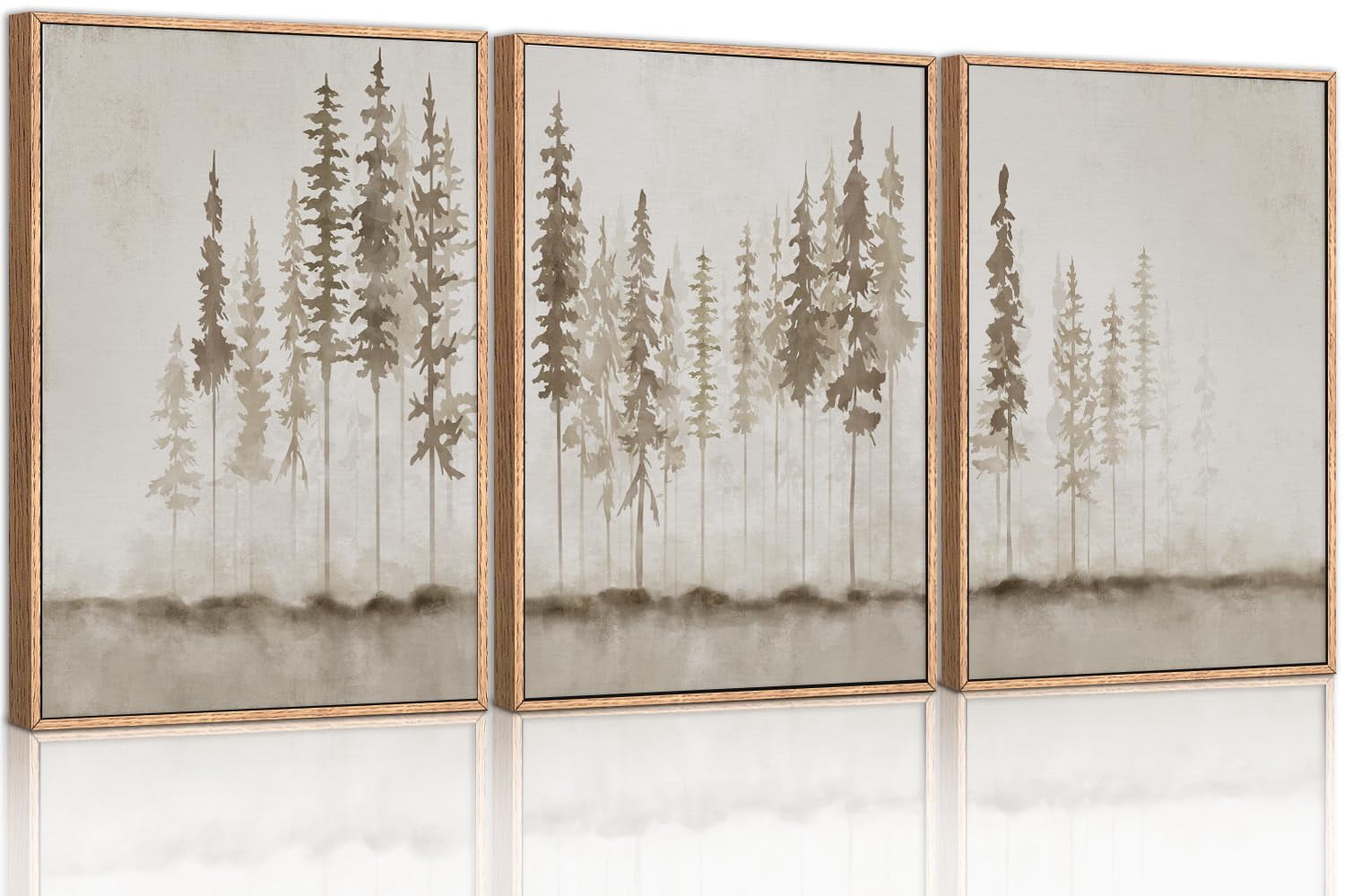 UNFFRAMED Luvia Set of 3 Misty Forest Poster Wall Art, Foggy Pine Tree ...