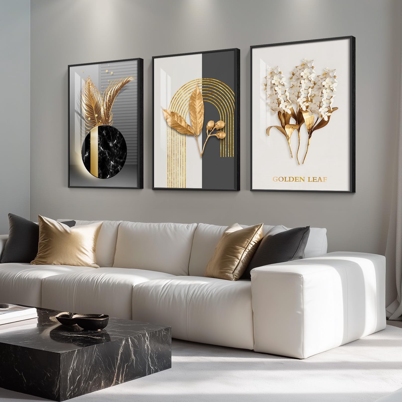 UNFFRAMED Luvia Set of 3 Modern Luxury Poster Wall Art for Living Room ...
