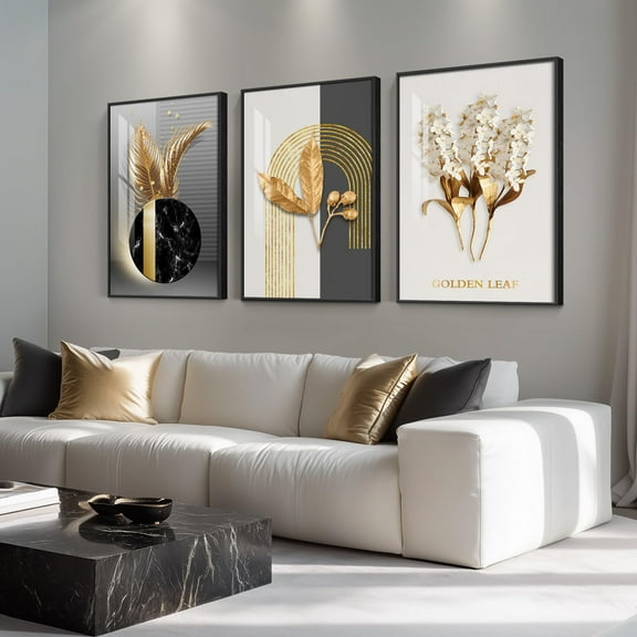 UNFFRAMED Luvia Set of 3 Modern Luxury Poster Wall Art for Living Room Black White Gold Abstract Prints for Office and Hallway Decor Set 3 Prints 8x12