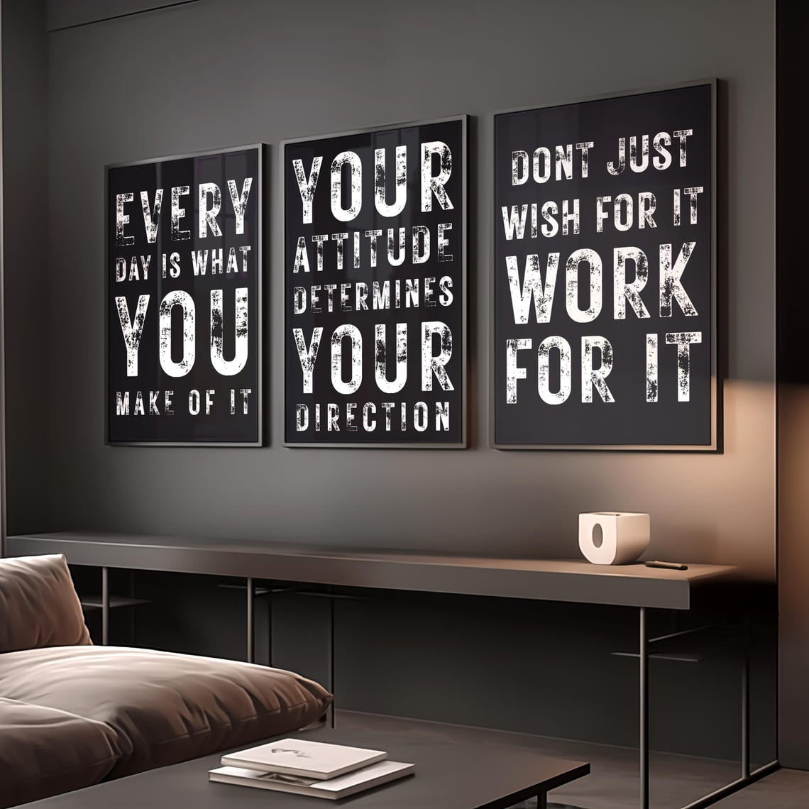 UNFFRAMED Luvia Set of 3 Motivational Poster Prints for Men, Masculine ...
