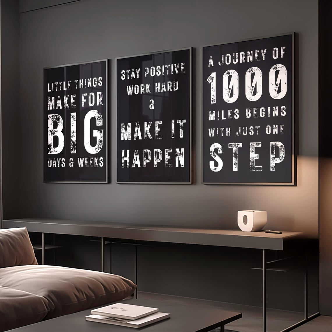 UNFFRAMED Luvia Set of 3 Motivational Rustic Poster Prints for Men ...