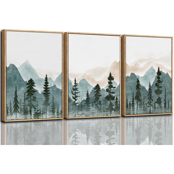 UNFFRAMED Luvia Set of 3 Mountain Poster Wall Art Forest Woodland Pine Tree Landscape Prints for Living Room Bedroom and Dining Room Decor Set 3 Prints 20x30