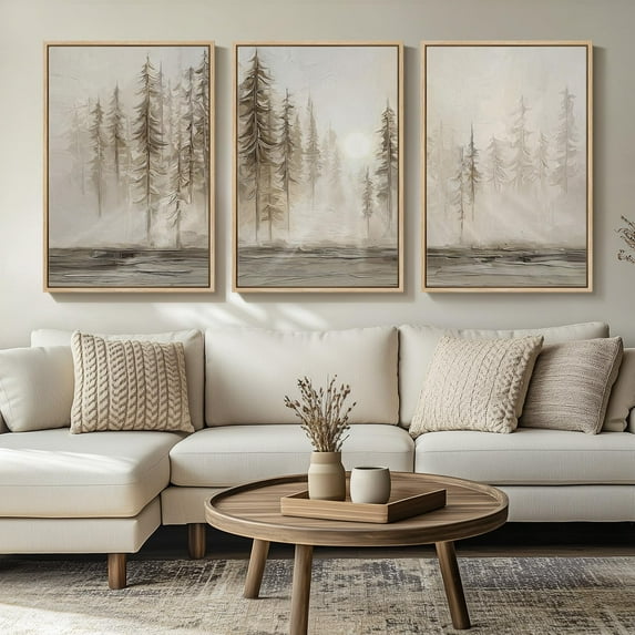 UNFFRAMED Luvia Set of 3 Neutral Poster, Abstract Pastel Forest Landscape Tree Prints Modern Nordic Artwork for Living Room Hallway Office Decor Set 3 Prints 16x24