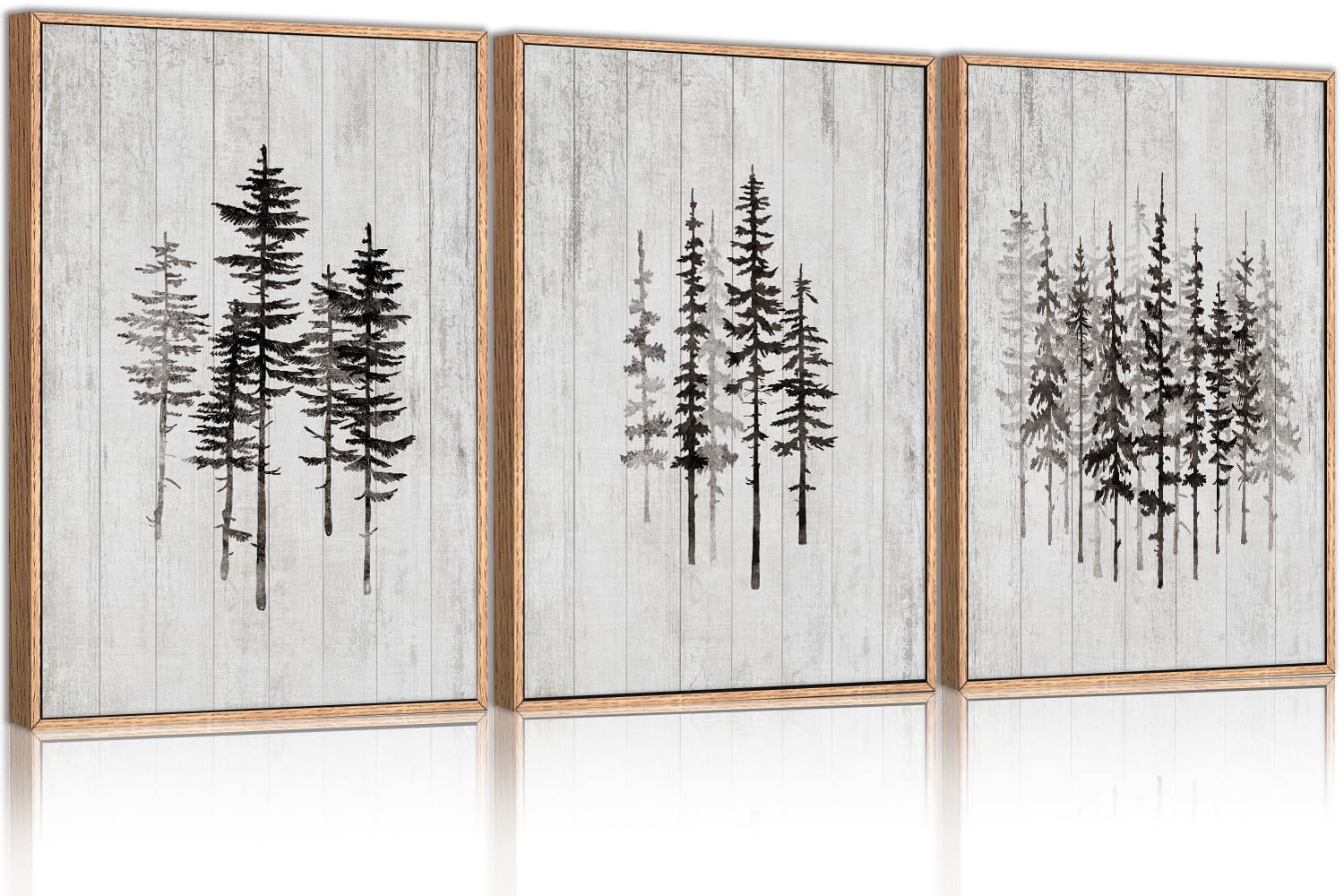 UNFFRAMED Luvia Set of 3 Pine Tree Poster Wall Art – Minimalist Woodcut ...