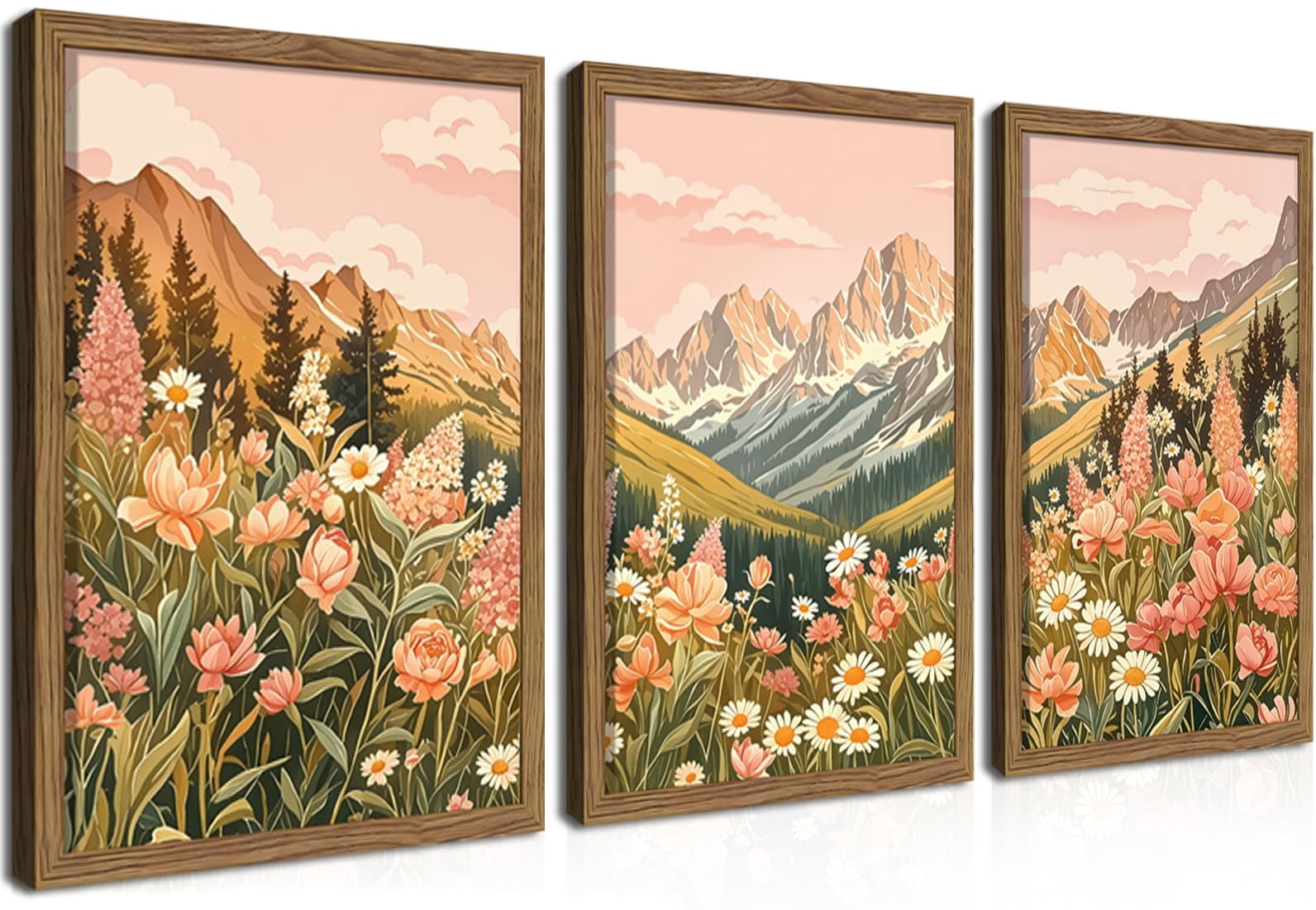 UNFFRAMED Luvia Set of 3 Poster Mountain Landscape Wall Art – Rustic ...