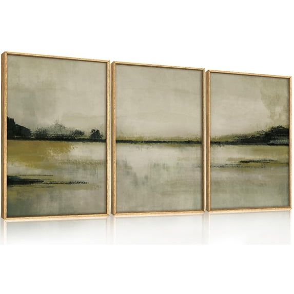 UNFFRAMED Luvia Set of 3 Poster Neutral Abstract Landscape Wall Art Mountain Lake Scenery Prints Tan Nature Decor for Bedroom Living Room Office Set 3 Prints 8x12