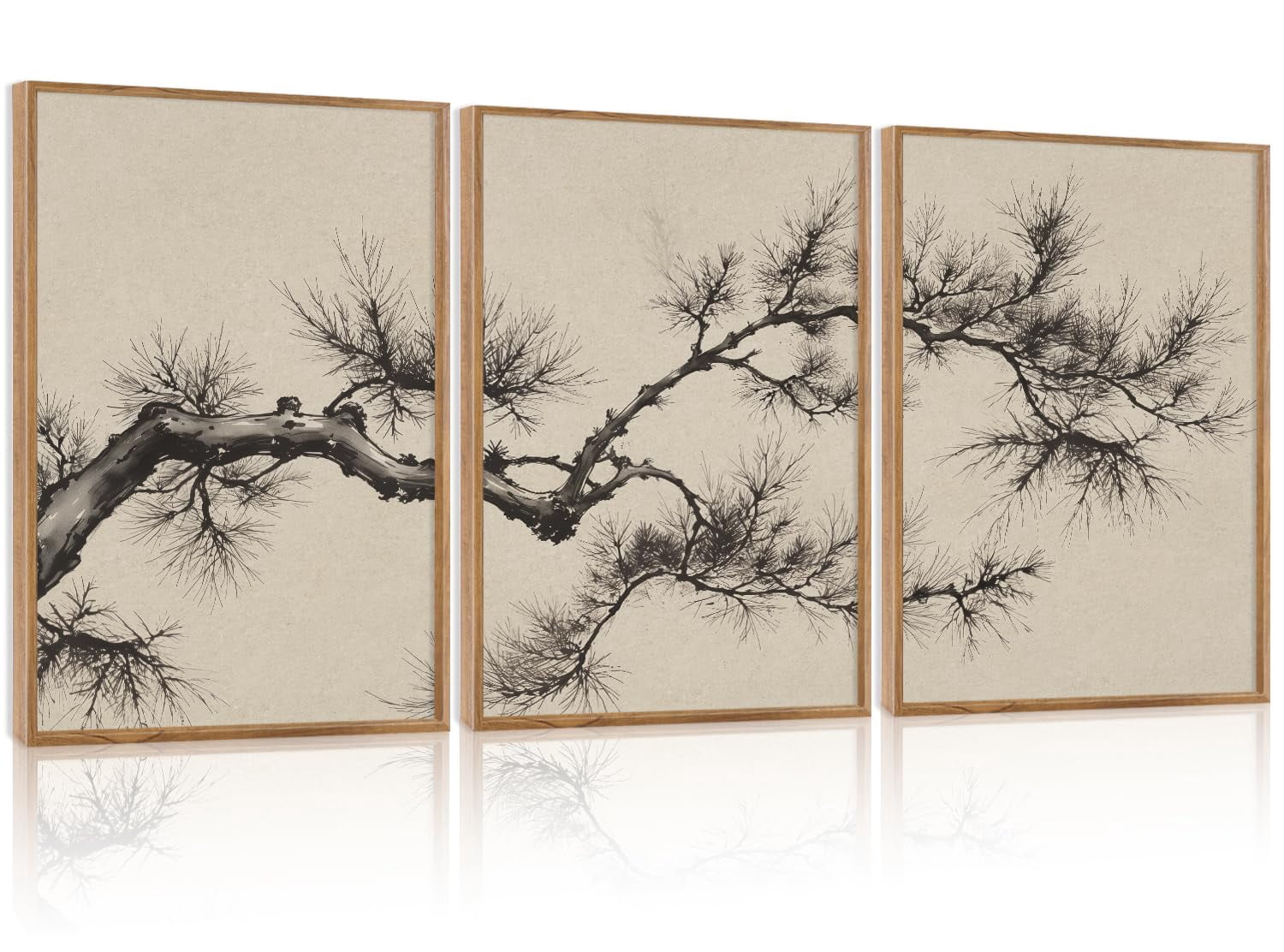 UNFFRAMED Luvia Set of 3 Vintage Sketch Pine Tree Poster Wall Art ...