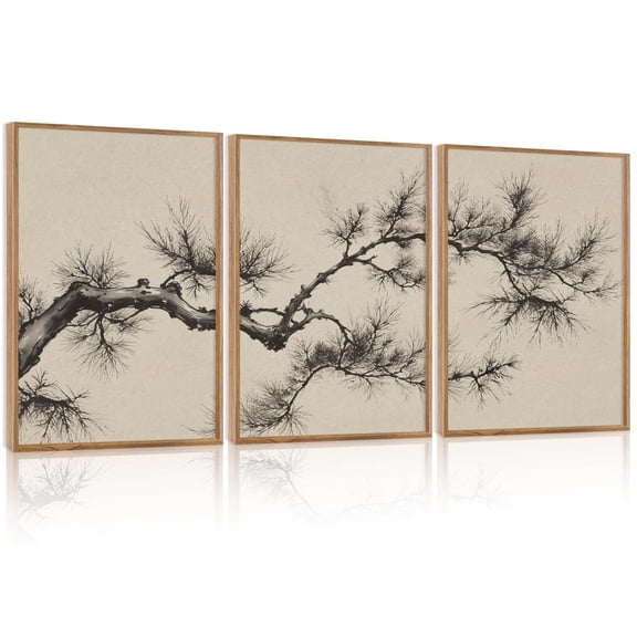 UNFFRAMED Luvia Set of 3 Vintage Sketch Pine Tree Poster Wall Art, Brown Antique Tree Branch Botanical Landscape Decor for Living Room, Bedroom, or Office Set 3 Prints 20x30