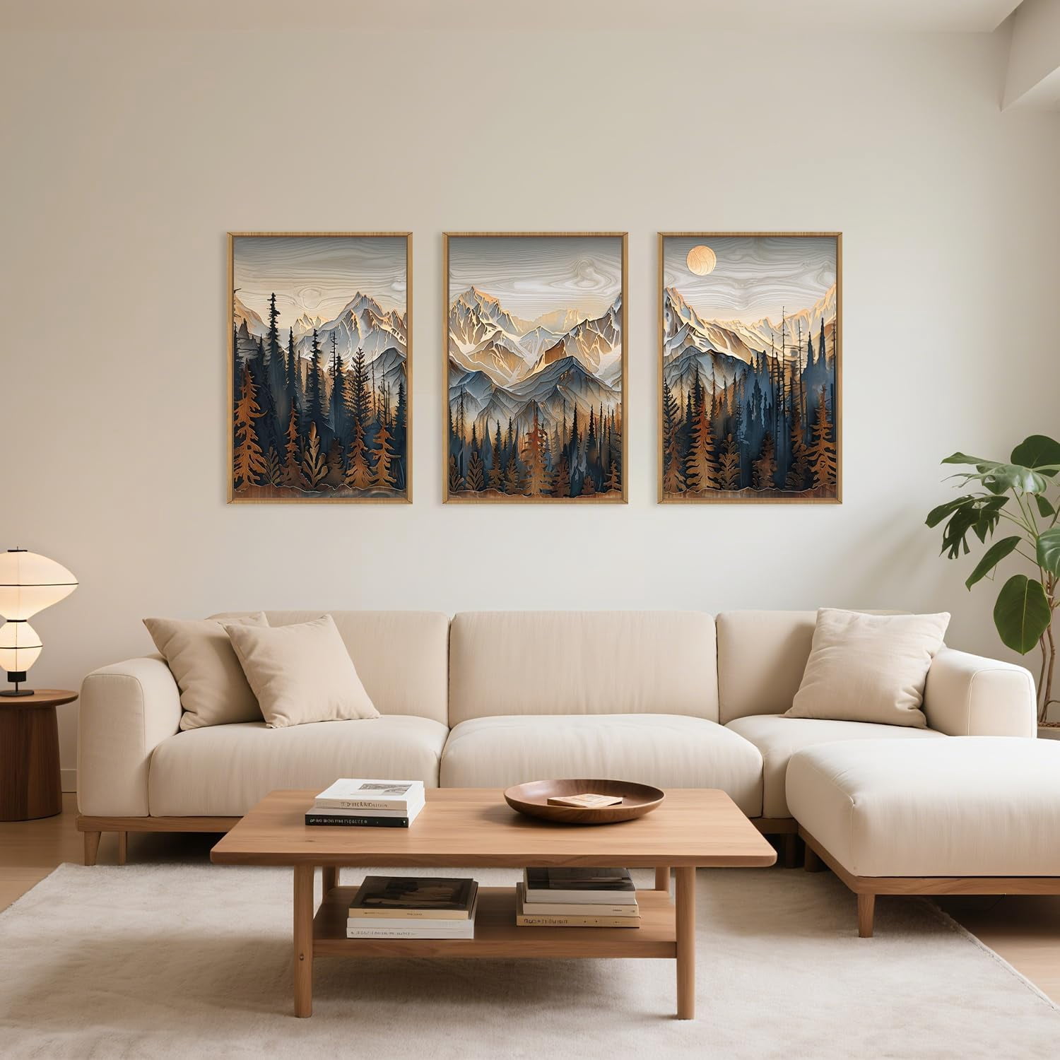 UNFFRAMED Luvia Set of 3 Wood Mountain Poster, Pine Tree Ridge Wall Art ...