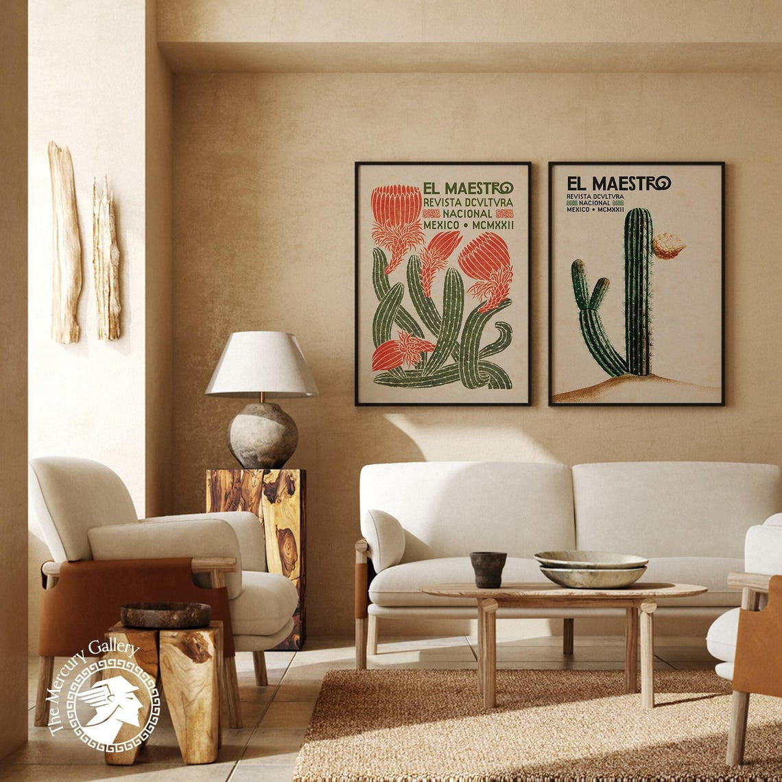 UNFFRAMED Luvia Set of 2 Cactus Prints, Mexican Exhibition Art Posters ...