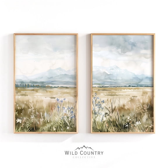 UNFFRAMED Luvia Set of 2 Forget Me Not Flower Poster Wall Art, Vintage Floral Prints for Home or Nursery Decor Set 2 Prints 12x18