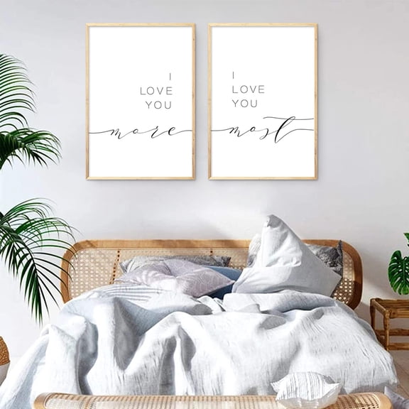 UNFFRAMED Luvia Set of 2 I Love You Most Poster Wall Art Romantic Quote Prints Minimalist Bedroom Decor for Couples Set 2 Prints 20x30