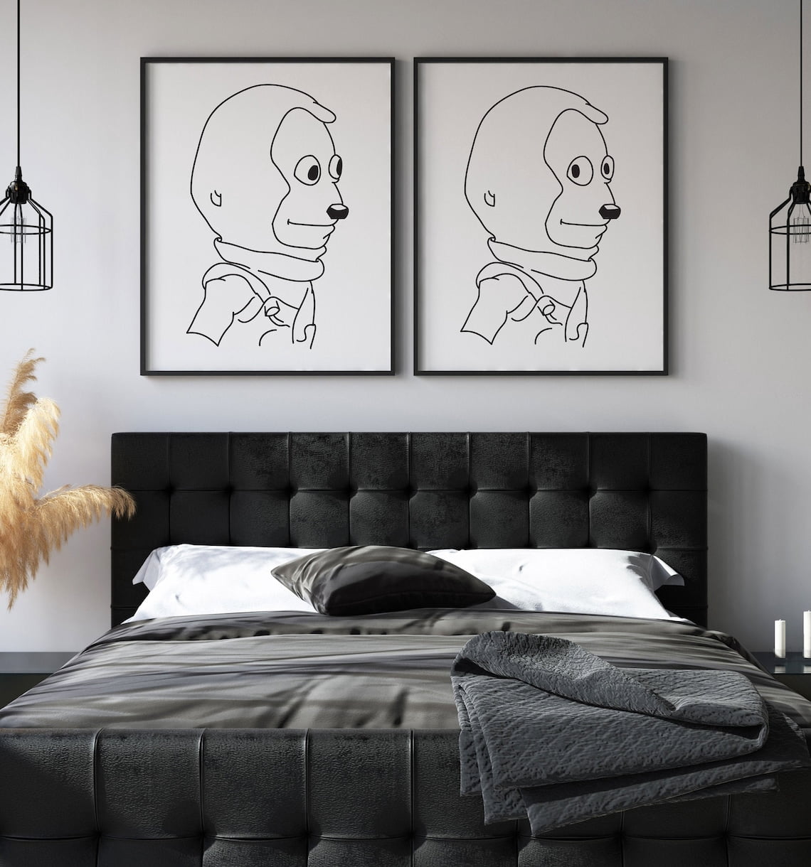 UNFFRAMED Luvia Set of 2 Monkey Line Art Poster, Expression Wall Art ...