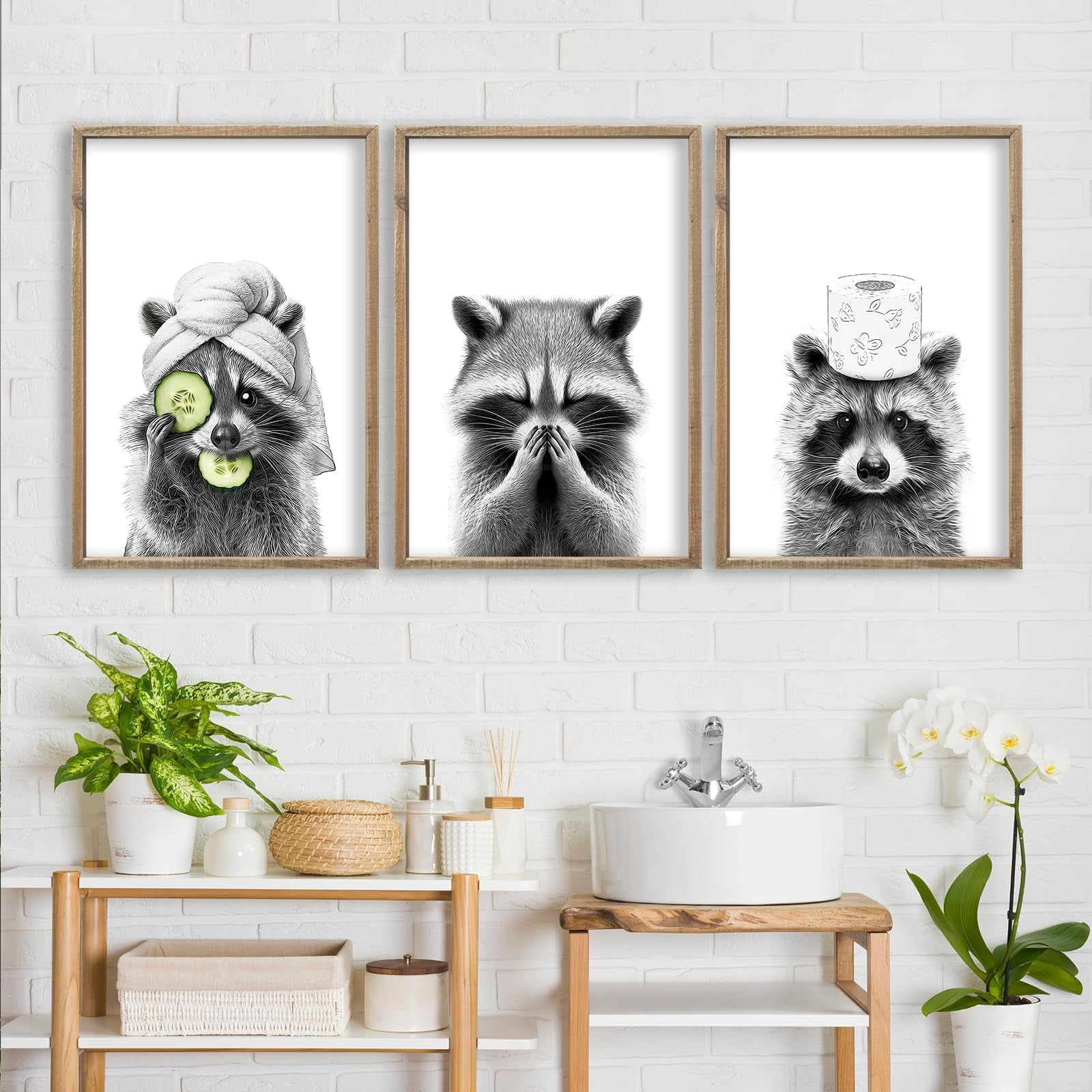 UNFFRAMED Luvia Set of 3 Bathroom Wall Art Poster Fun Modern Rustic ...