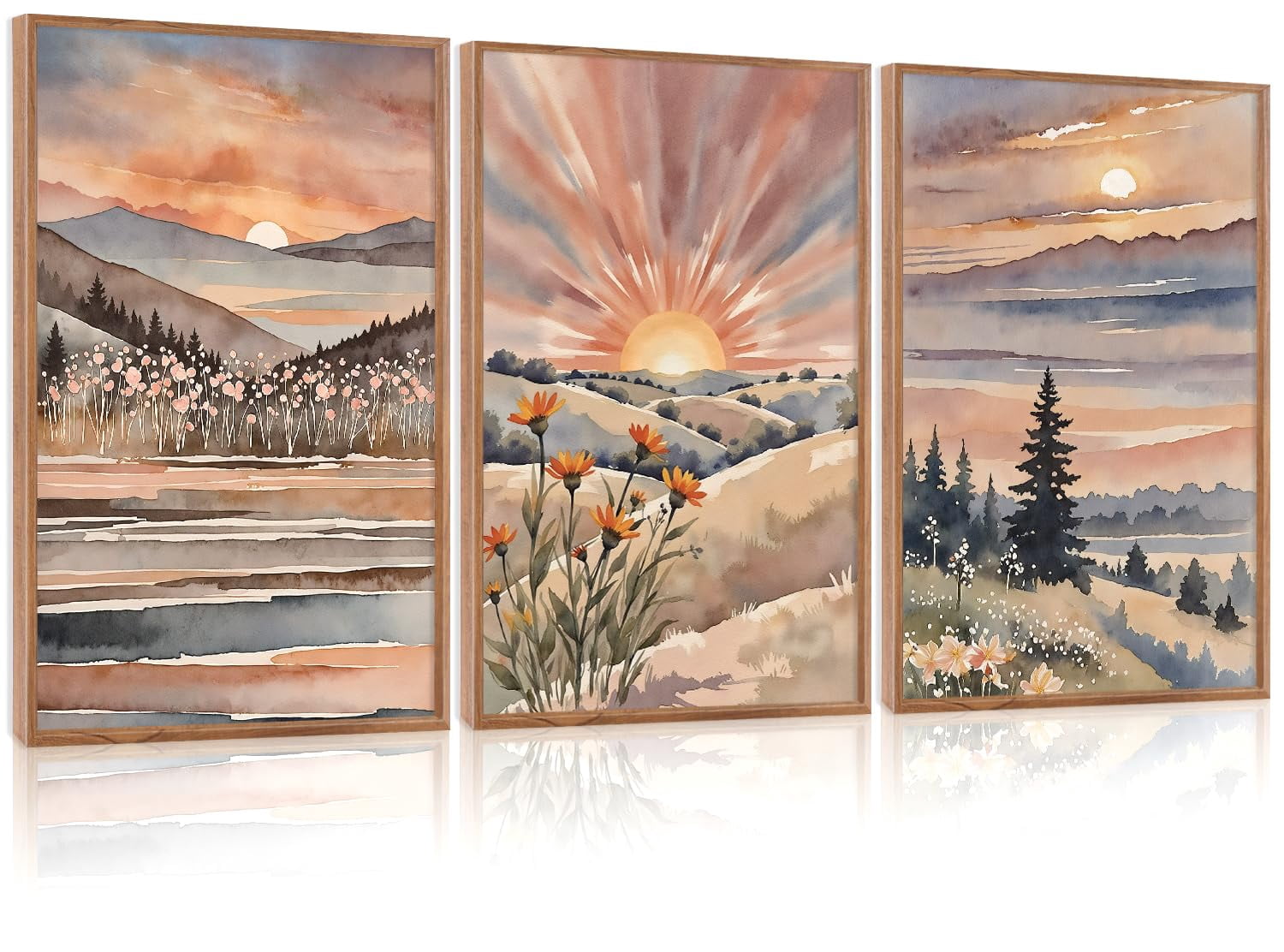 UNFFRAMED Luvia Set of 3 Boho Sun Poster Wall Art Sunrise Sunset ...
