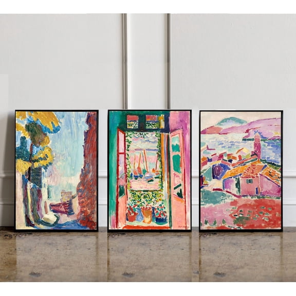 UNFFRAMED Luvia Set of 3 Coastal View And Window Poster Prints, Artistic Gallery Decorative Wall Art Set 3 Prints 16x24