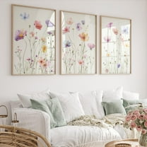 UNFFRAMED Luvia Set of 3 Colorful Wildflower Prints, Floral Botanical Art, Boho Home Decor Set 3 Prints 8x12