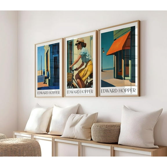 UNFFRAMED Luvia Set of 3 Edward Hopper Art Prints, Gallery Wall Decor Bundle Set 3 Prints 20x30