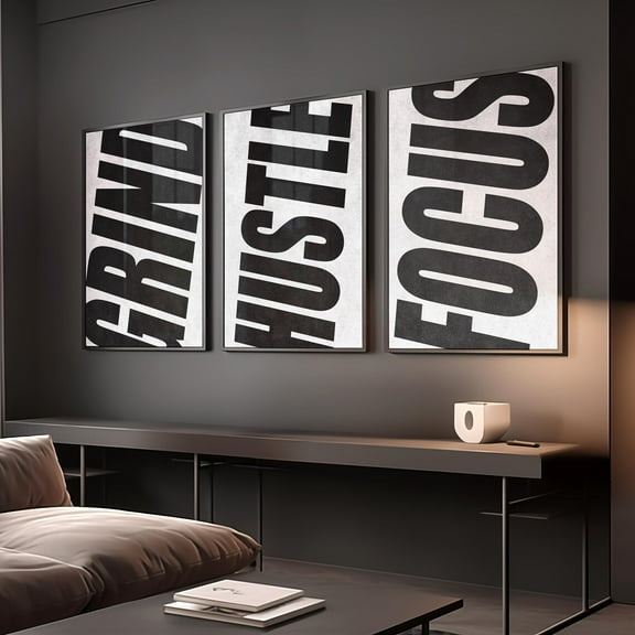 UNFFRAMED Luvia Set of 3 Motivational Wall Definition Art Prints for Men, Masculine Gym Decor, Office Prints, Black Poster Prints Set 3 Prints 16x24