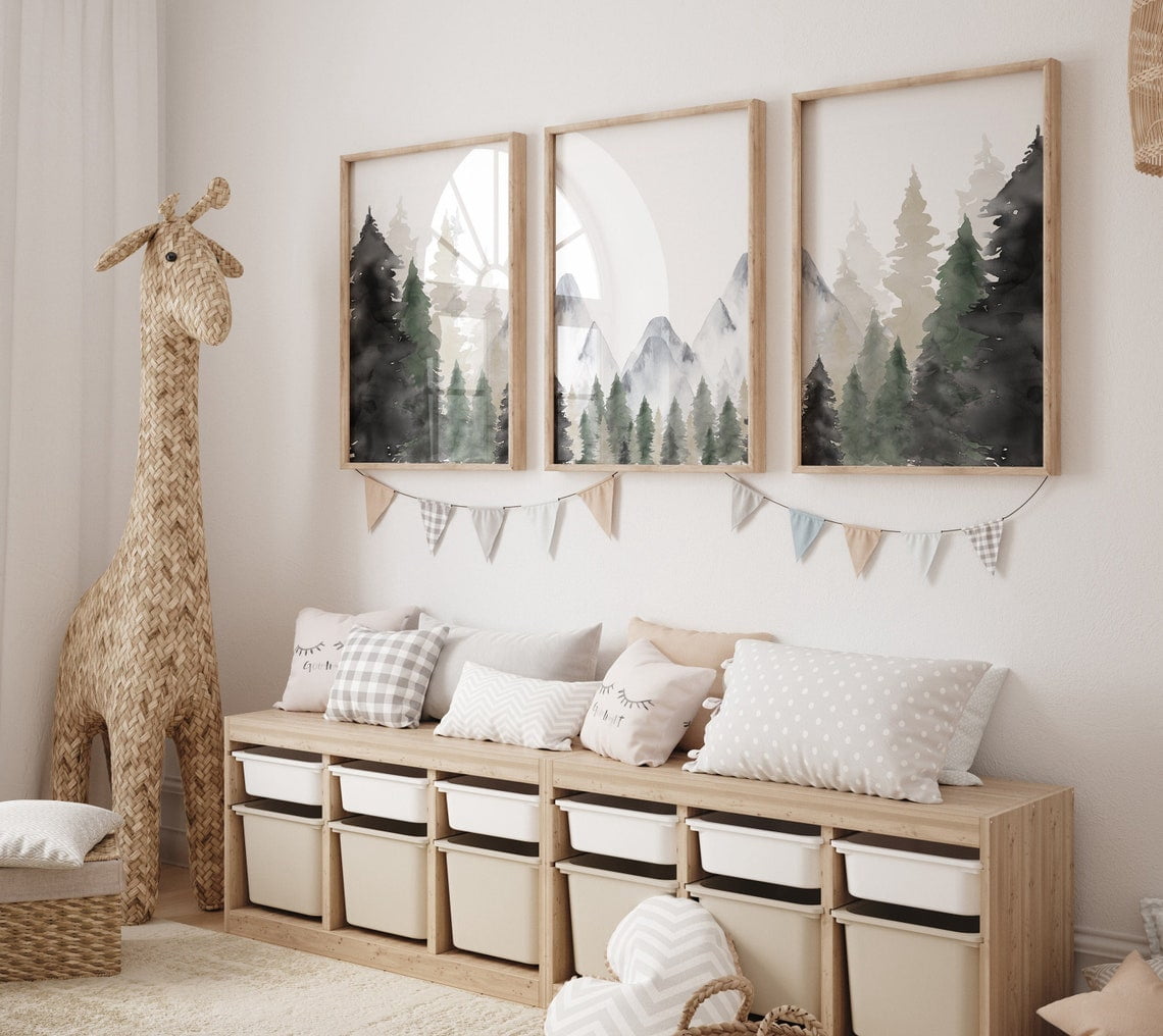UNFFRAMED Luvia Set of 3 Mountain Adventure Poster Wall Art, Nature ...