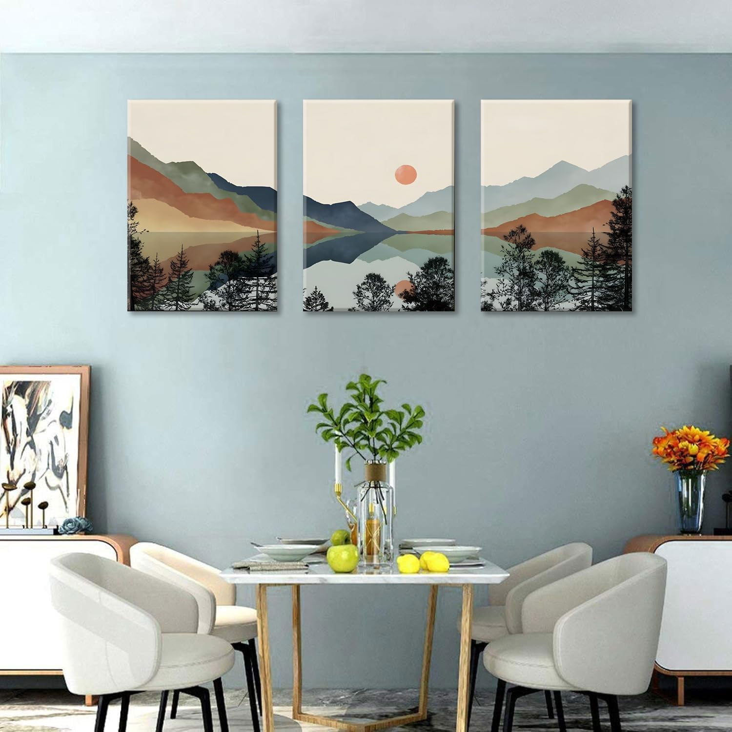 UNFFRAMED Luvia Set of 3 Mountain Nature Landscape Wall Art Poster Boho ...