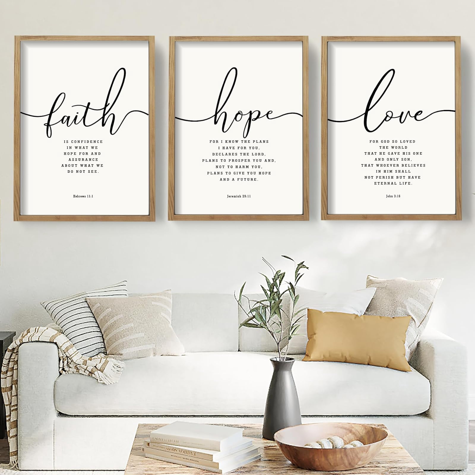 UNFFRAMED Luvia Set of 3 Poster Farmhouse Bible Verse Wall Art ...