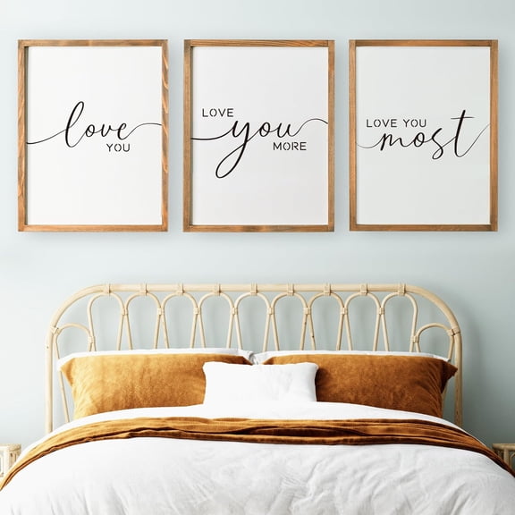 UNFFRAMED Luvia Set of 3 Poster Love You More Wall Art – I Love You Most Quote Prints for Bedroom and Living Room Decor Set 3 Prints 8x12
