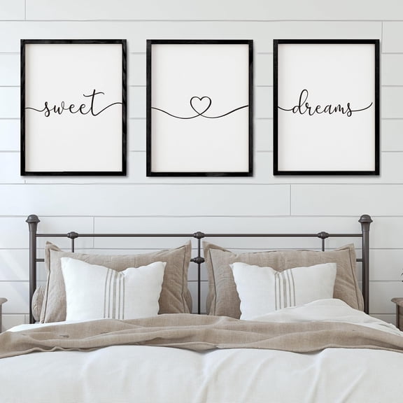 UNFFRAMED Luvia Set of 3 Poster Sweet Dreams Wall Art – Above Bed Quote Prints for Bedroom and Living Room Decor Set 3 Prints 8x12