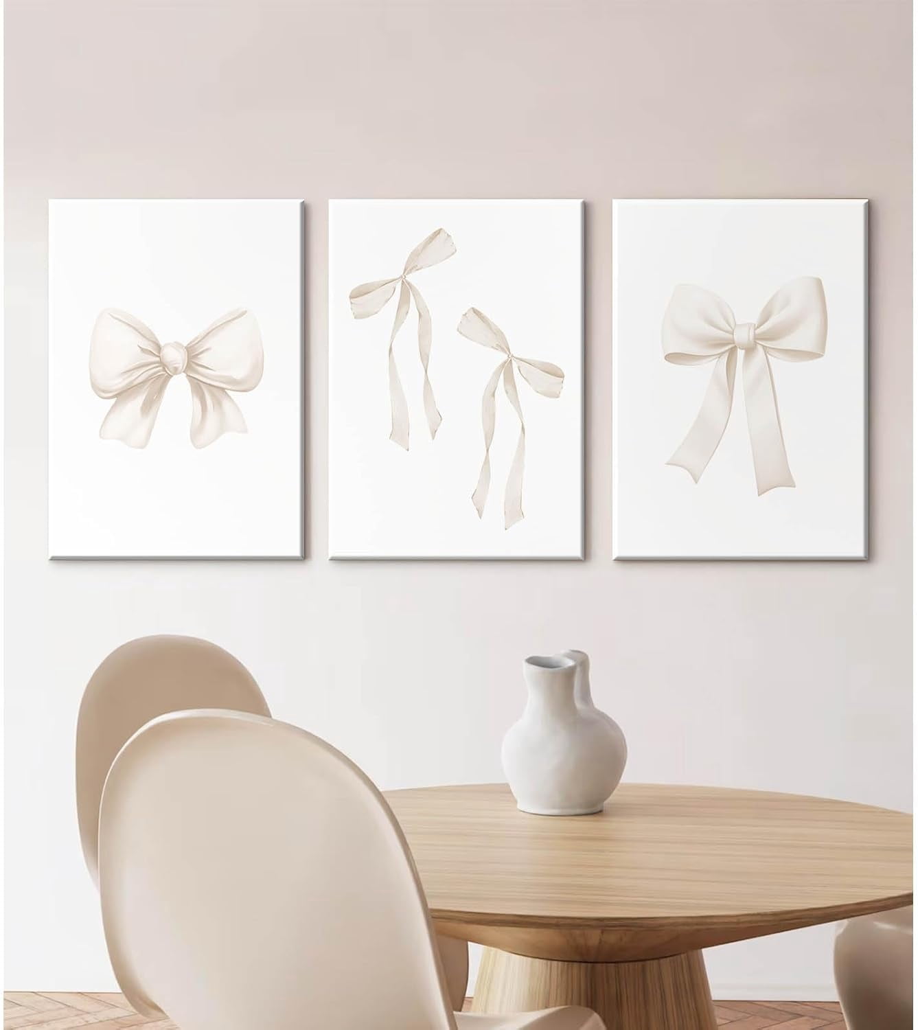 UNFFRAMED Luvia Set of 3 Preppy Bow Poster Wall Art Decor Beige ...