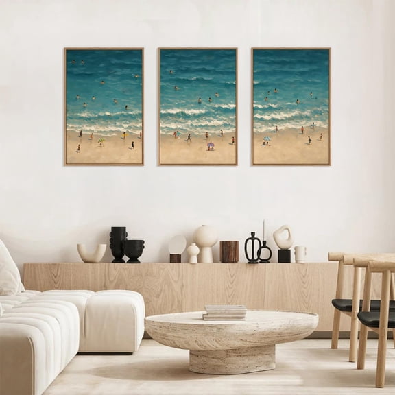 UNFFRAMED Luvia Set of 3 Summer Beach Poster, Minimalist Coastal Ocean Wall Art for Living Room, Bathroom Set 3 Prints 8x12