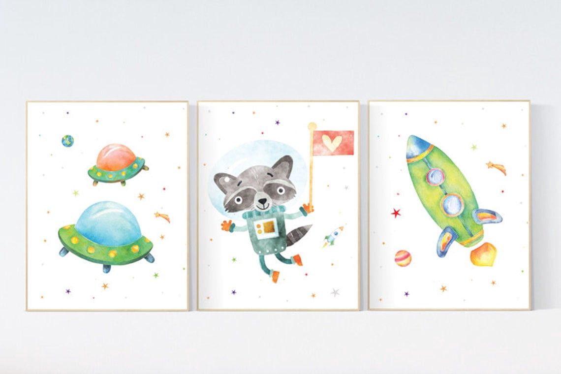 UNFFRAMED Luvia Space Poster Set of 3 Boy Nursery Decor Astronaut ...