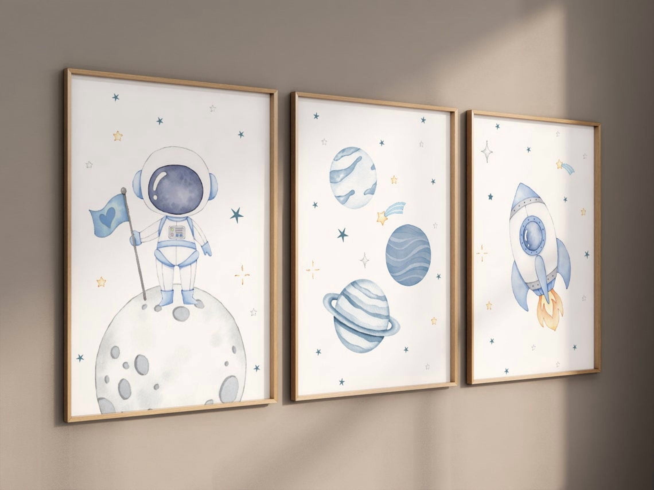 UNFFRAMED Luvia Space Themed Poster Set of 3 Astronaut and Cosmic ...