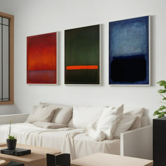 UNFFRAMED Mark Rothko Set Of 3, Poster Art Reproduction, Green And Red Mix Rothko Reproduction, Abstract Wall Art, Modern Minimal Art Set 3 Prints 16x24